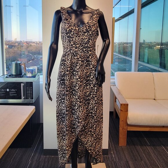 Crystal Doll Womens Juniors Cheetah Animal Print Ruffled Maxi Dress - Picture 3 of 12
